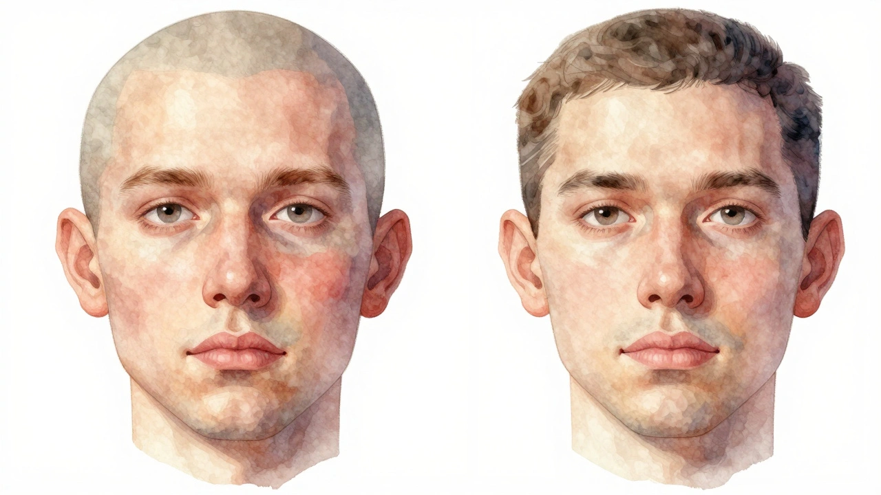 Před a po operaci čelisti: asymetrie a harmonie obličeje v mírné vodové barvě.