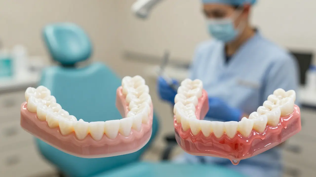 Dva typy bělících šálů: přesně přizpůsobený vs. špatně sedějící s rozlévajícím se želem.