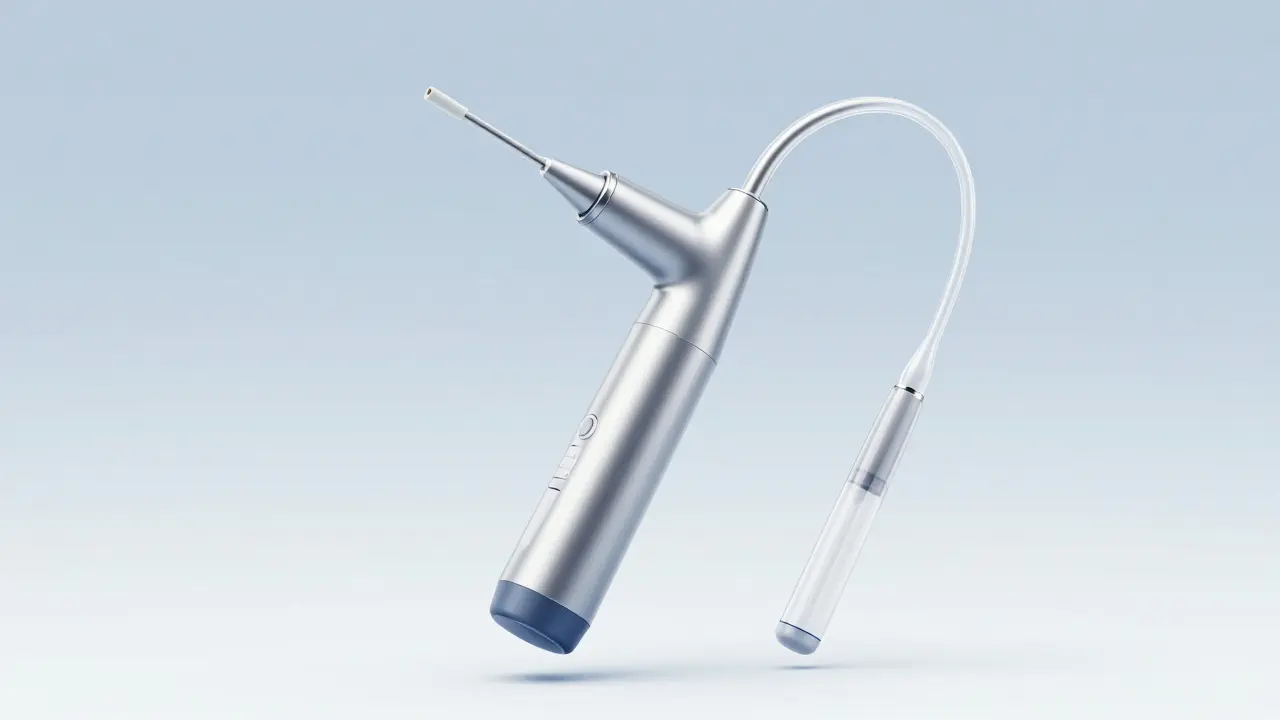 Ilustrace profesionálních nástrojů pro ošetření zubního kamene.