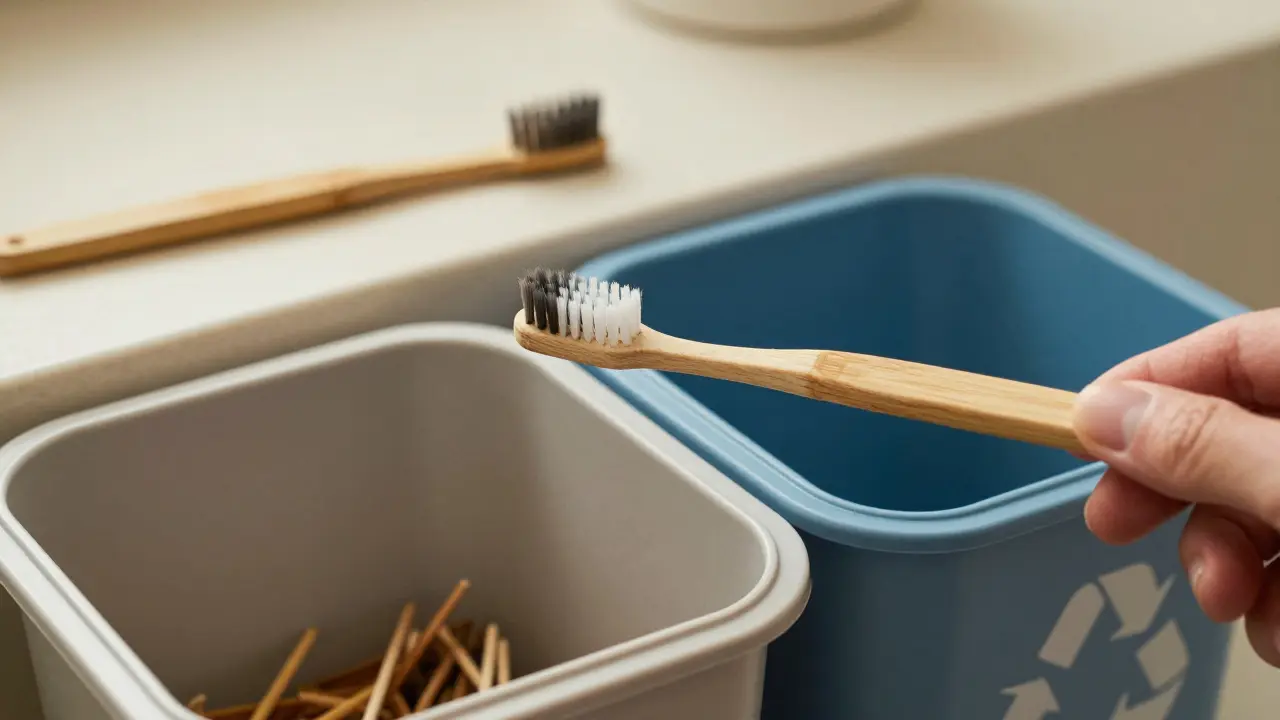 Recyklace zubního kartáče: oddělení hlavičky od rukojeti do odpadu