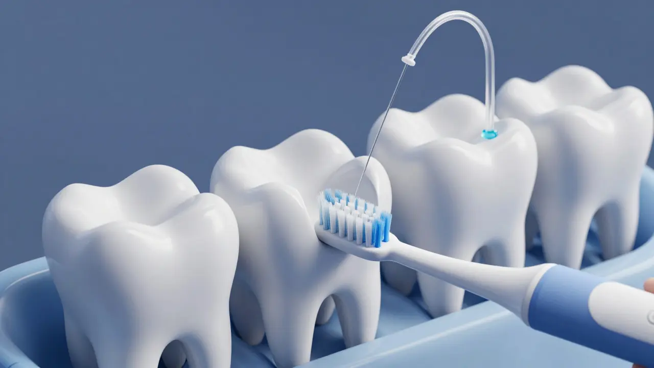 Hygiena úst: kartáček, mezizubní kartáček a irrigátor