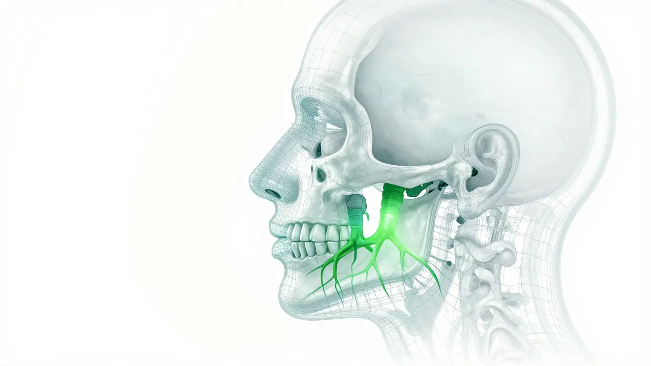 Ilustrace zachování čelistní kosti díky implantátům