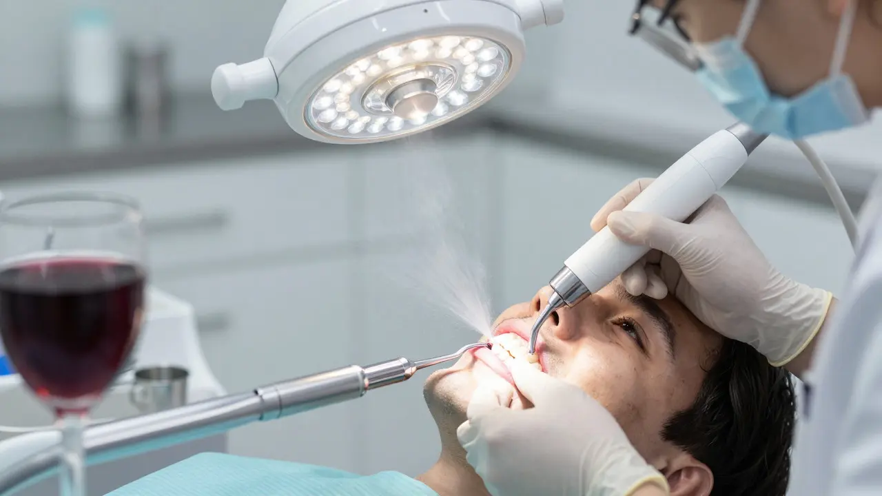 Profesionální čištění keramických zubů v ordinaci dentální hygieny