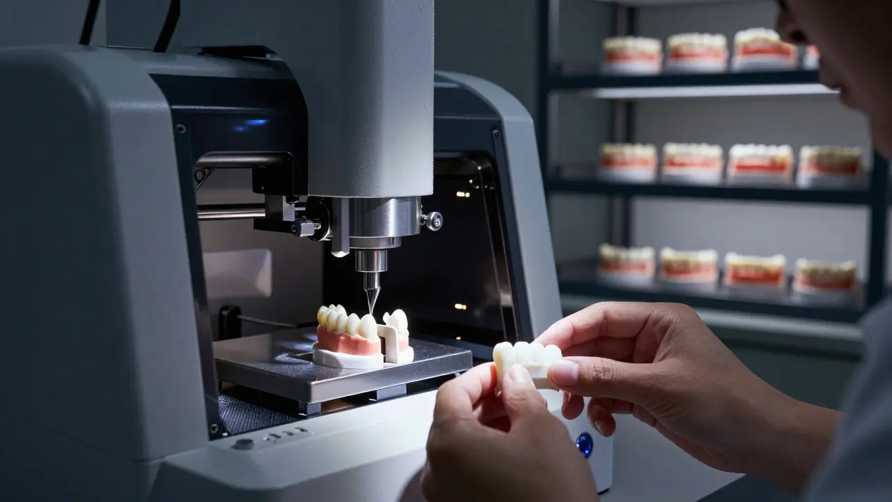 Výroba keramických fazet v zubní laboratoři pomocí CAD/CAM technologie