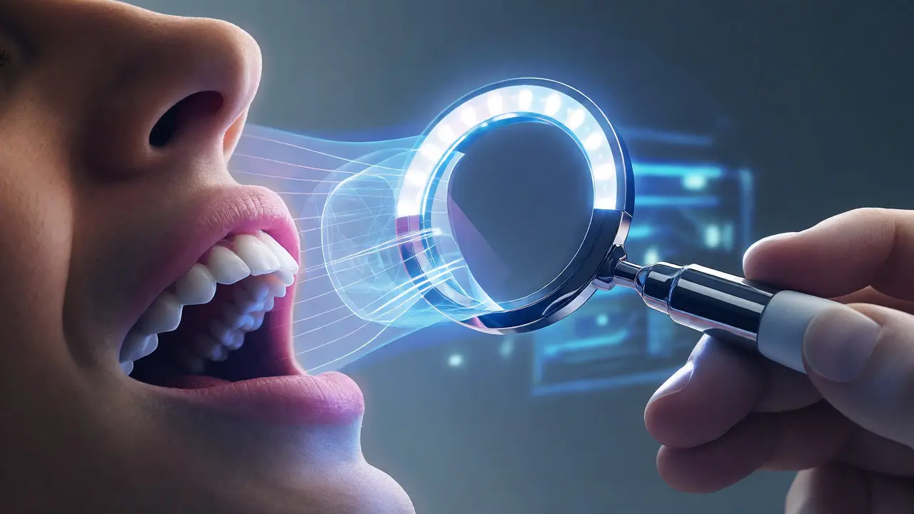 Moderní dentální zrcátko s LED osvětlením